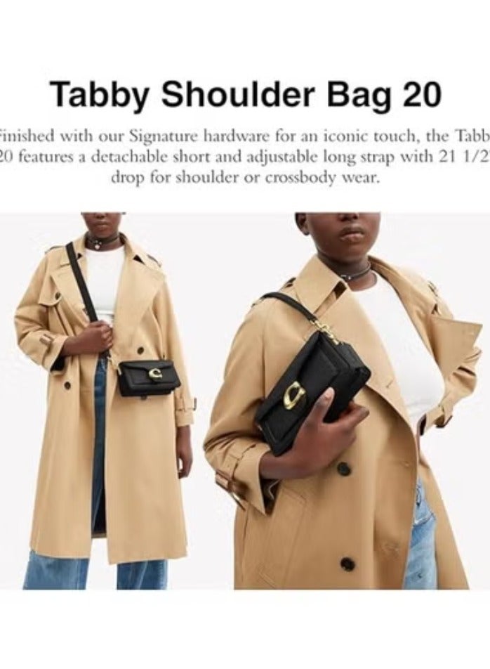 كوتش اوت ليت شنطة كوتش تابّي كتف مقاس 26 من قماش Signature بلون أسود مع جلد طبيعي – 91215 - Image 5